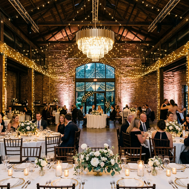 Eventlocation mit gedeckten Tischen