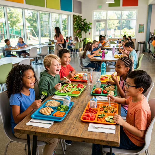 Schüler beim Mittagessen